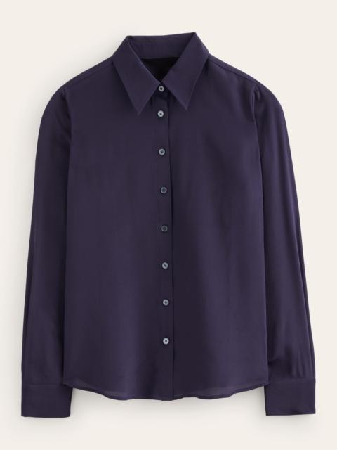 BODEN Sienna Silk Shirt-Navy