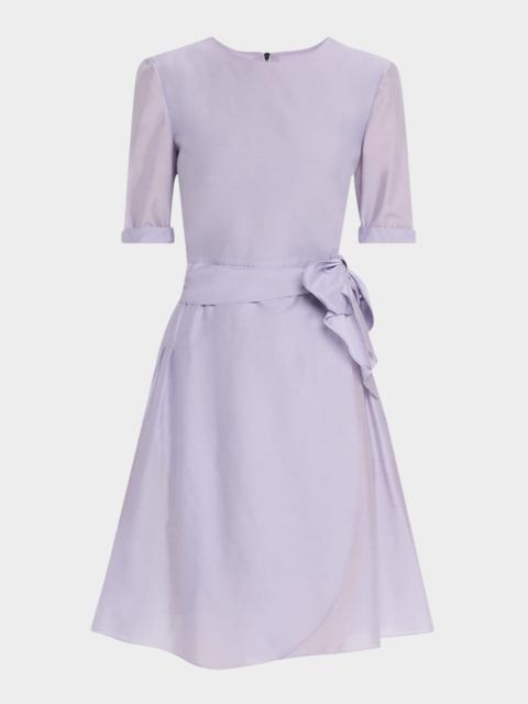 EMPORIO ARMANI Pleated A-Line Muslin Mini Dress