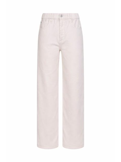 Brunello Cucinelli Chalk cotton and linen cover Contemporary jeans with monili