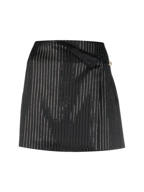 Logo Clip Pinstrip rhinestone-embellished skirt