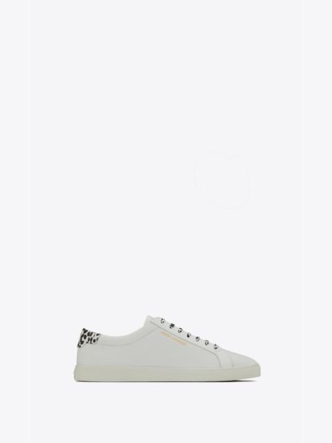SAINT LAURENT andy sneakers in perforated and babycat printed leather