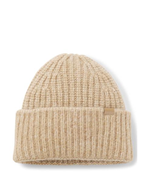 BOSS CHUNKY RIBBED-KNIT BEANIE HAT WITH WOOL AND ALPACA