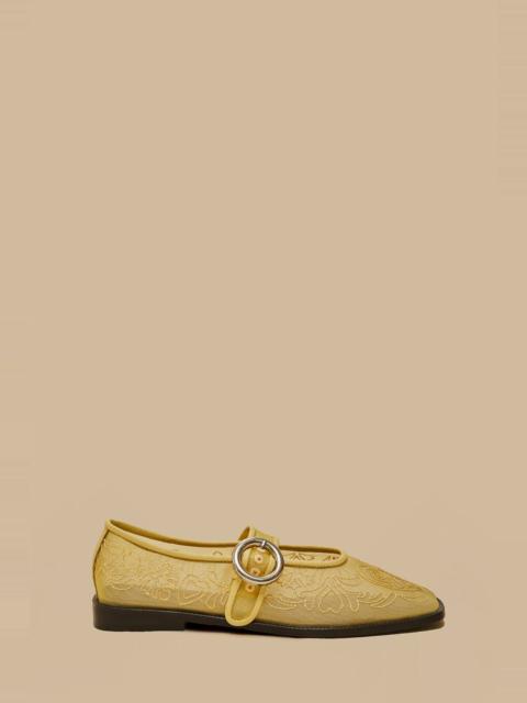 FARM RIO Banana Yellow Square Toe Ballerina