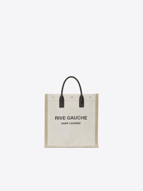 SAINT LAURENT rive gauche north/south tote bag in printed linen and leather