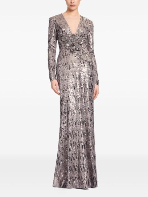 ELIE SAAB sequin-embellished v-neck maxi dress