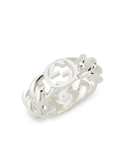 GUCCI Men's 7MM Interlocking Ring - Silver