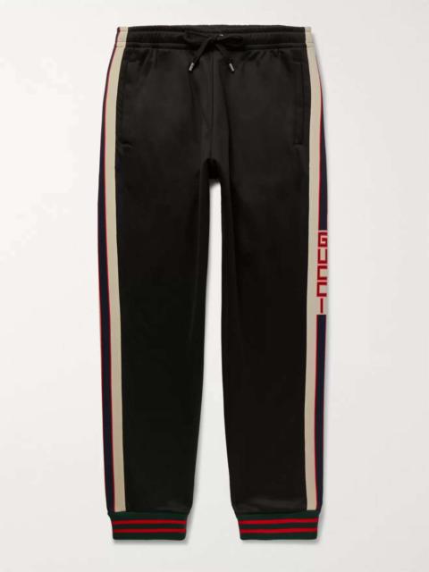 GUCCI Tapered Webbing-Trimmed Tech-Jersey Track Pants