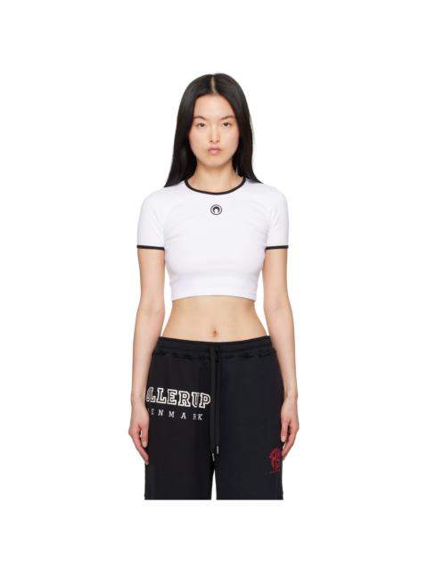 Marine Serre White Moon Logo Jersey Cropped T-shirt