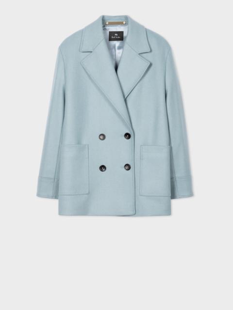 Paul Smith Light Blue Wool-Cashmere Pea Coat