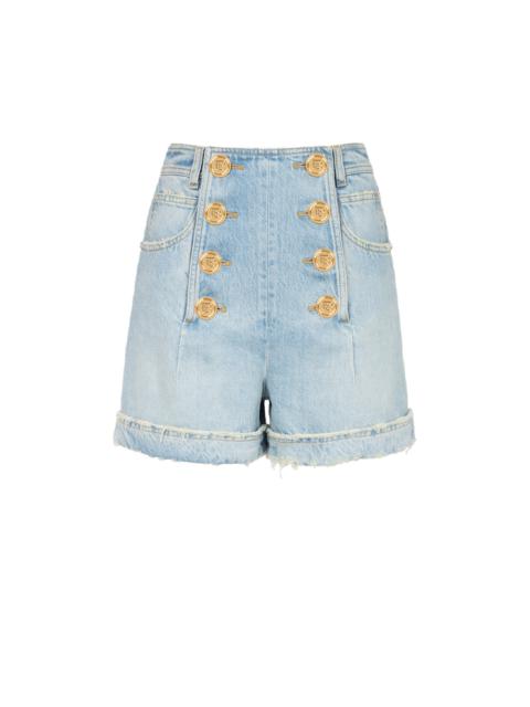 Balmain Eco-designed denim high-waisted shorts