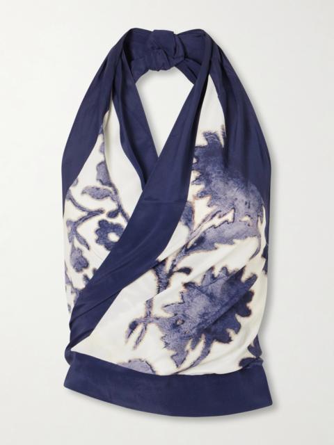 SIR. Phillipa Printed Silk-blend Halter Tank