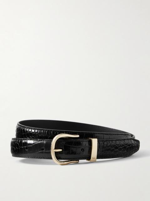 NILI LOTAN Louise Croc-effect Leather Belt