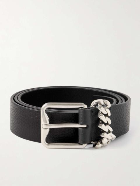 3cm Chain-Embellished Full-Grain Leather Belt