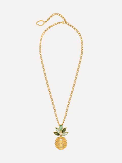 Oscar de la Renta PINEAPPLE CRYSTAL LEAF PENDANT NECKLACE
