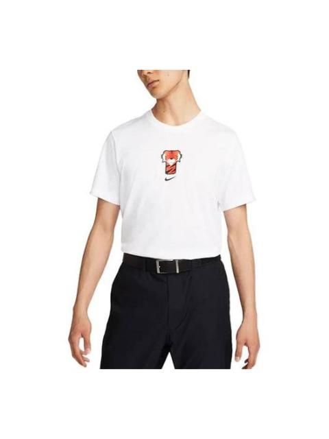 Nike Men's Nike Tiger Woods Frank Cartoon Printing Round Neck Short Sleeve White T-Shirt DR7722-100