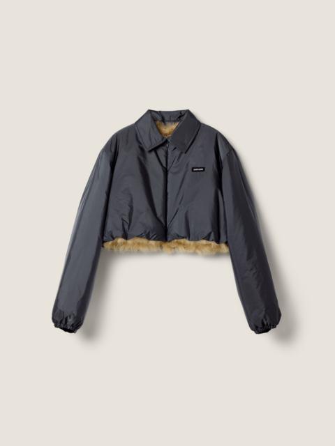 Miu Miu Technical fabric and shearling blouson jacket