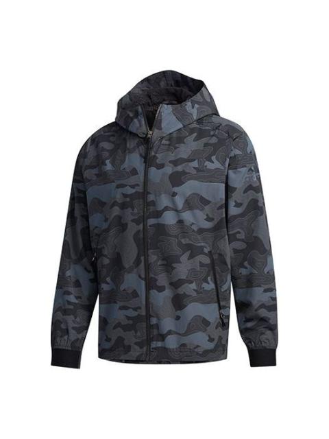 adidas Camouflage Printing Sports Jacket Black FM9371