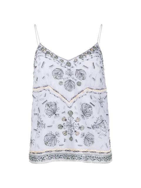 PUCCI Conchiglie 인쇄 실크 camisole 탑