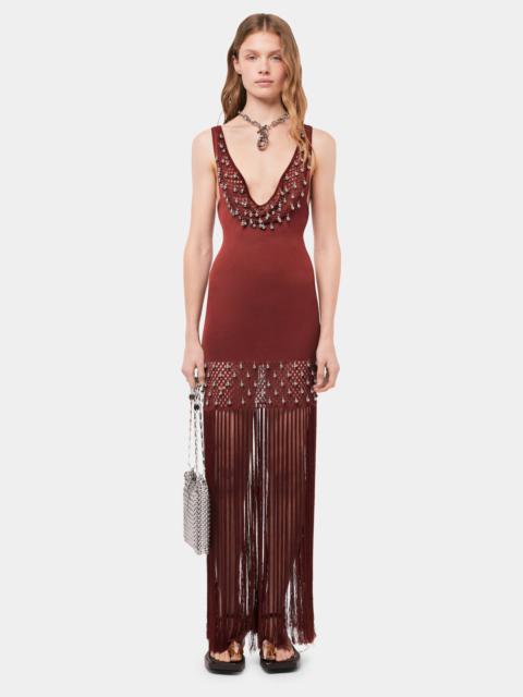 Paco Rabanne CROCHET EMBELLISHED DRESS WITH FRINGES AND PEARLS