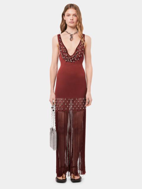 rabanne CROCHET EMBELLISHED DRESS WITH FRINGES AND PEARLS
