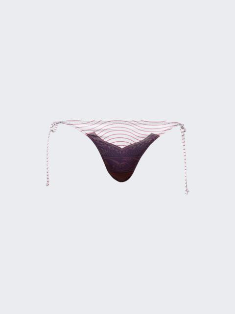 Jean Paul Gaultier Cartouche Printed Bikini Bottom Burgundy