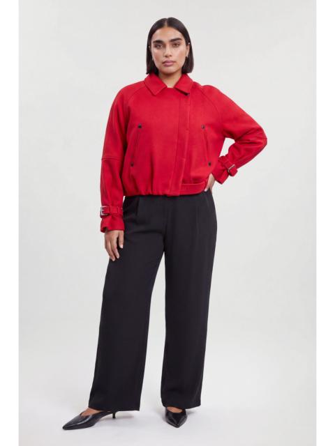 KAREN MILLEN Plus Size Wool Short Trench Coat