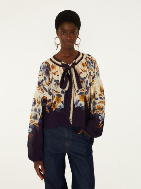 FARM RIO Golden Nature Ties Long Sleeve Blouse