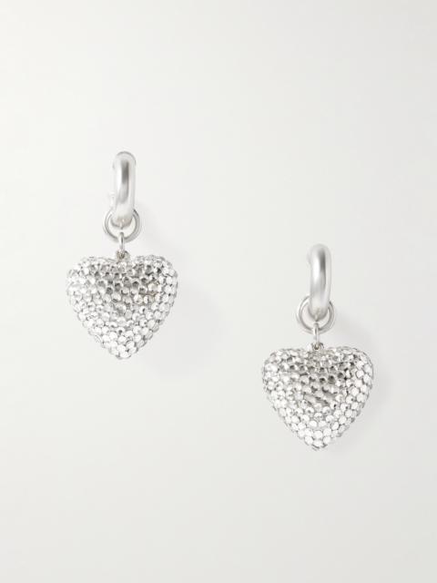 ROXANNE ASSOULIN The Dazzling Puffy Heart Silver-tone Crystal Hoop Earrings