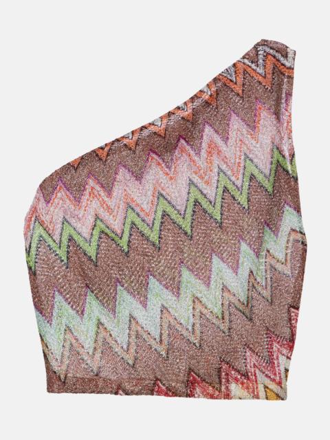 Missoni Zigzag one-shoulder lamé top