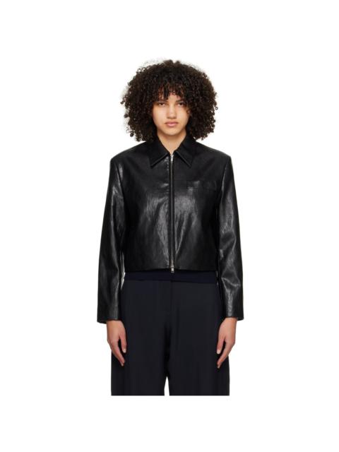 Dunst Black Collared Faux-Leather Jacket