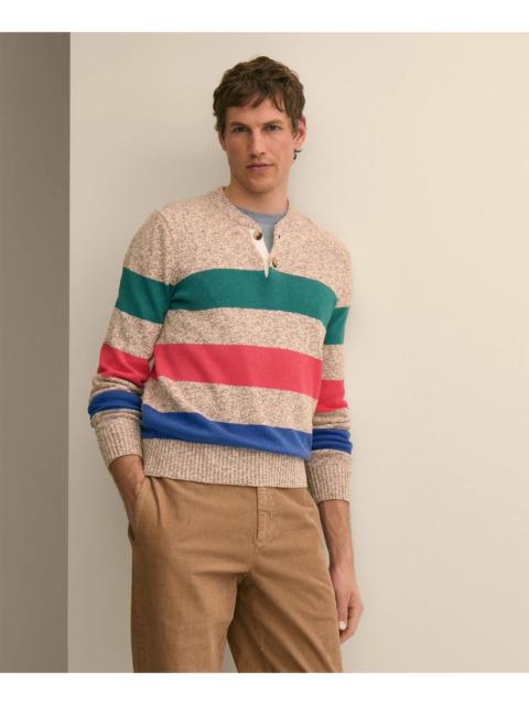 Brooks Brothers Cotton Rugby Stripe Marled Henley Sweater