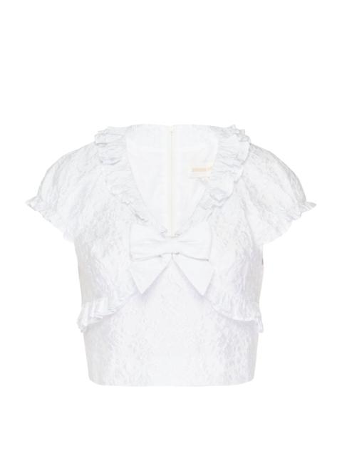 SHUSHU/TONG Ruffled Bow Crop Top