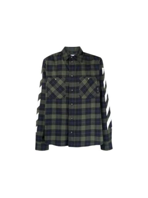 Off-White OFF-WHITE Tartan Diagonal Shirt Green