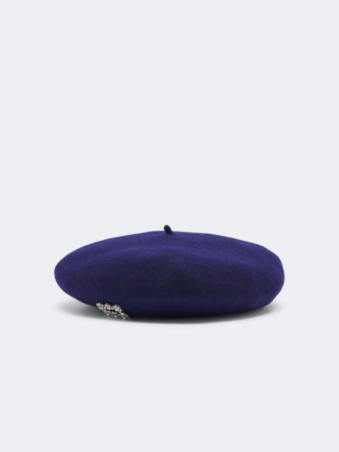 Roger Vivier Crystal-embellished wool beret