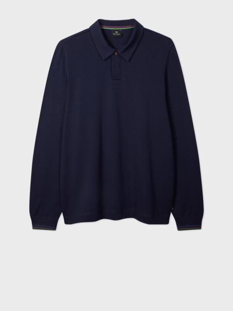Paul Smith Navy Cotton-Modal Long-Sleeve Polo Shirt