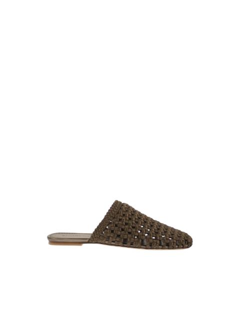 Stuart Weitzman Marina interwoven satin mules
