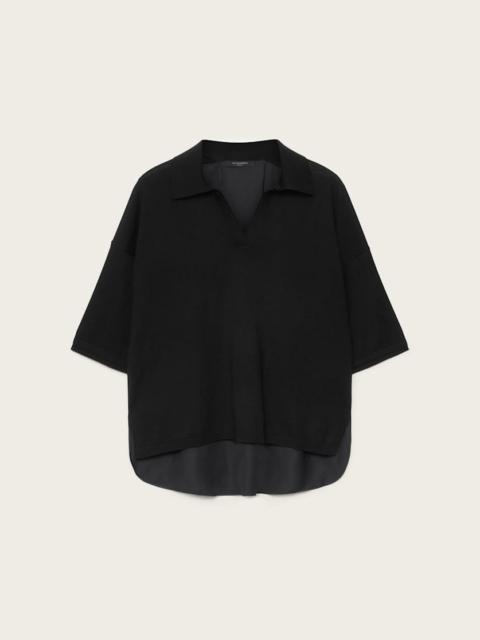 ALLSAINTS BERN SHORT SLEEVE WOVEN WOOL POLO