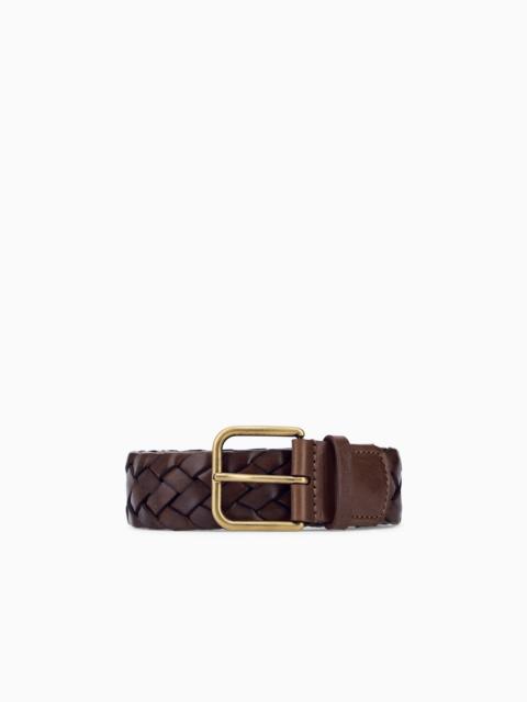 GIORGIO ARMANI TONGUE BELT IN WOVEN LEATHER