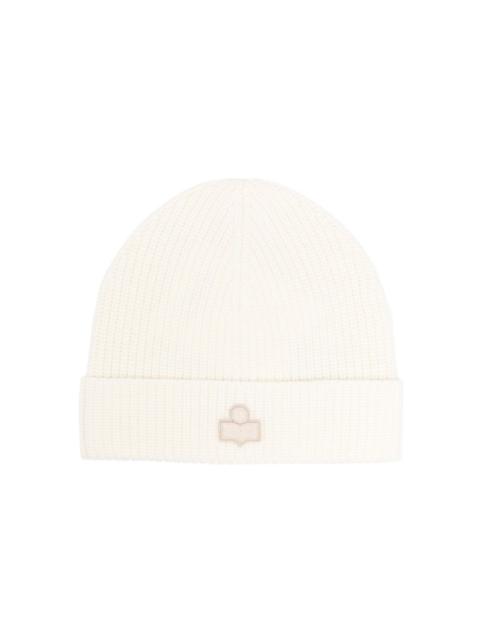 logo-embroidered ribbed-knit beanie