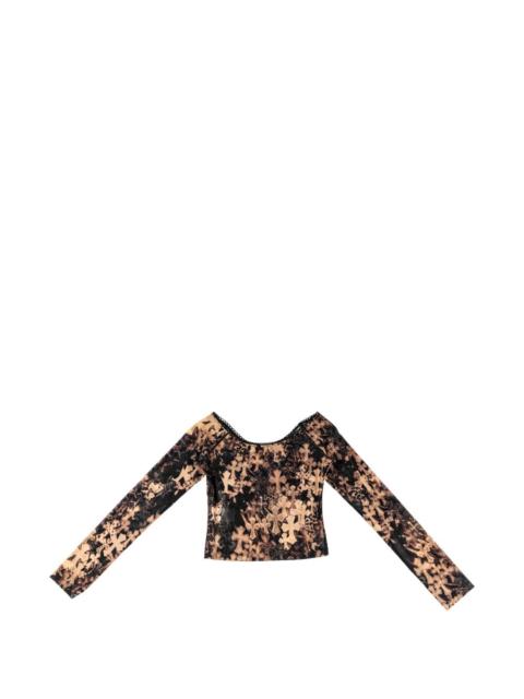 Chrome Hearts cross-print mesh top