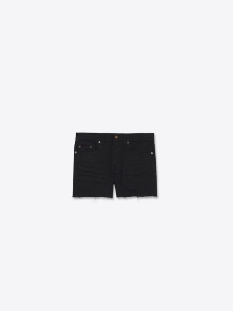 SAINT LAURENT low-rise shorts in worn black denim