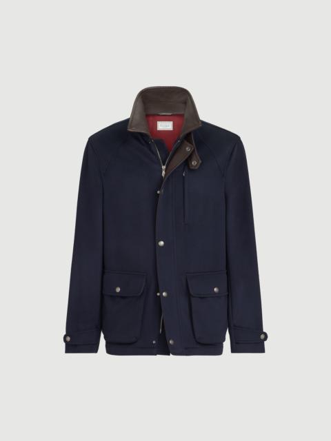 Brunello Cucinelli Virgin wool cloth field jacket with nappa leather inserts