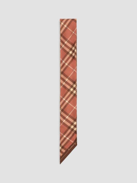 Burberry Women's Contrast Check Silk Skinny Scarf - Finch Clay