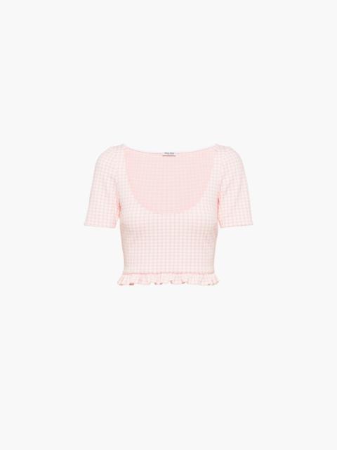 Miu Miu Short-sleeved jersey top with ruching