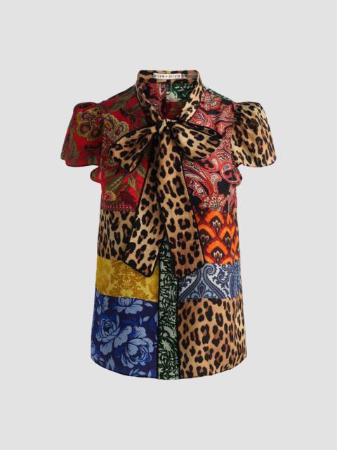 Alice + Olivia Women's Jeannie Printed Silk Pussy-Bow Shirt - Off The Grid