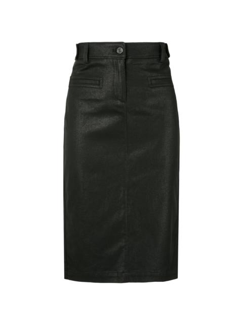 coated biker pencil skirt