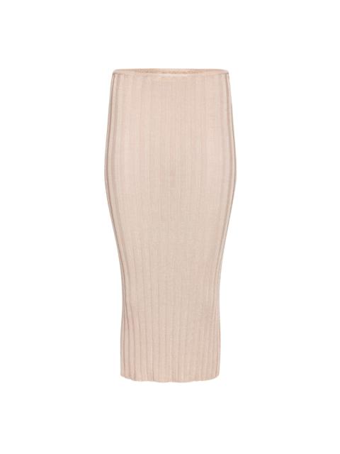 GUIZIO SLINKY RIB KNIT MIDI SKIRT