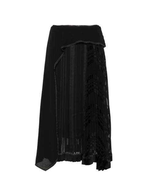 pleated draped panel midi skirt