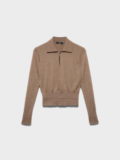7 For All Mankind DOUBLE RIB POLO SWEATER in Cashmere