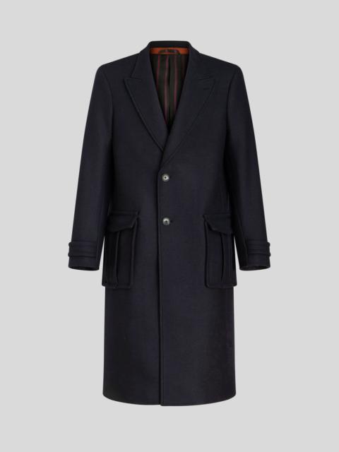 WOOL AND CASHMERE COAT WITH LOGO ON REAR